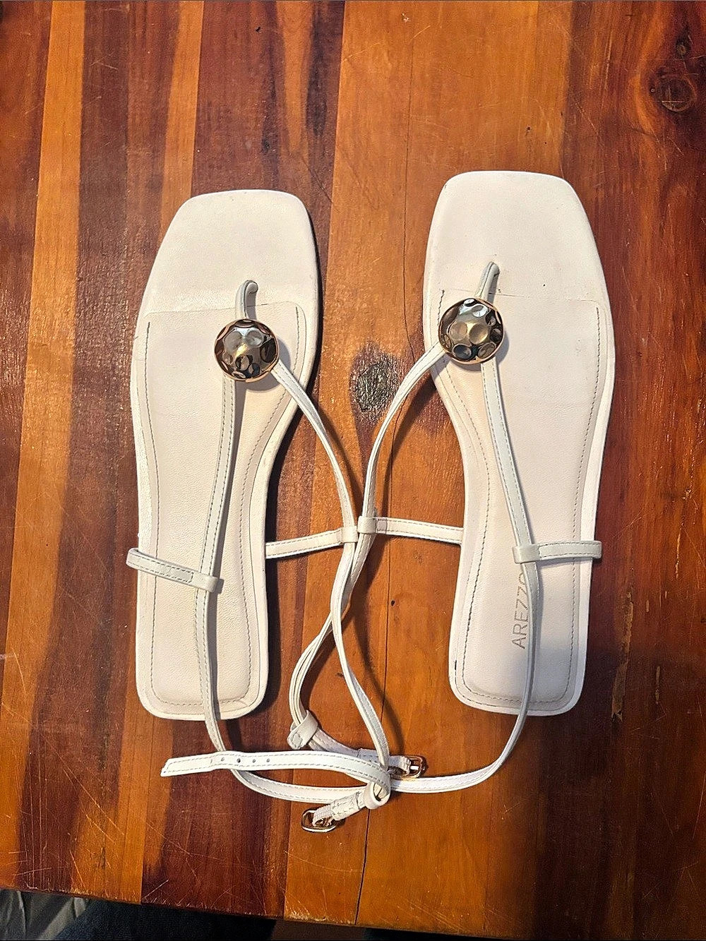 Arezzo Strappy Flat Sandals in White